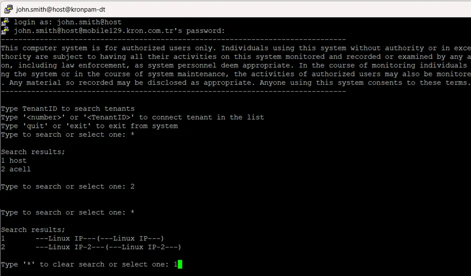 Conectarse a un dispositivo SSH de Tenant o Host mediante un cliente SSH Conectarse a un dispositivo SSH de Tenant o Host mediante un cliente SSH