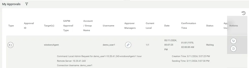 Approval request is seen on My Approval page Approval request is seen on My Approval page