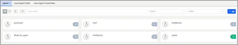 Agents Installed in Target Servers List Agents Installed in Target Servers List