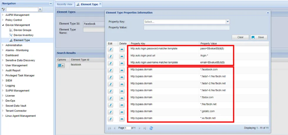 All keywords are configured in the Element Type Properties All keywords are configured in the Element Type Properties