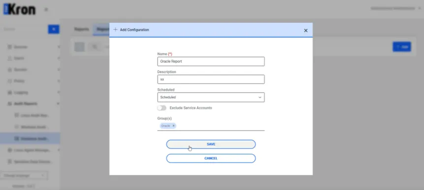 Database Audit Report Configuration