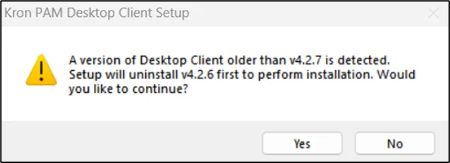 Warning regarding removal of the older Desktop Client. Warning regarding removal of the older Desktop Client.