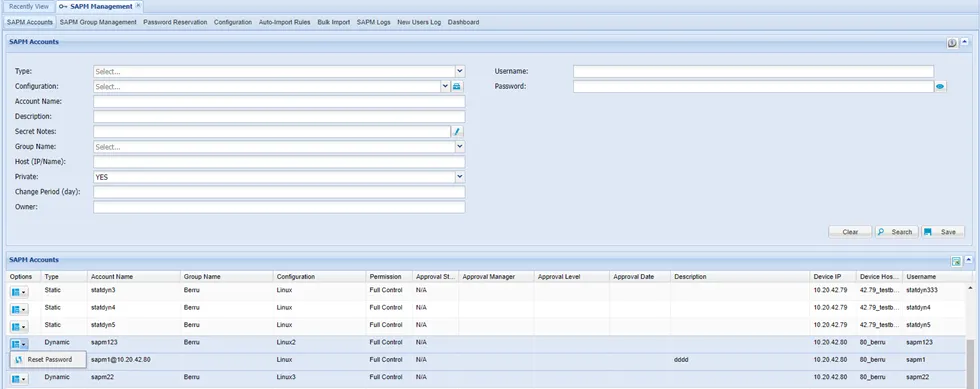 Multiple Selection and Reset under SAPM Accounts Multiple Selection and Reset under SAPM Accounts