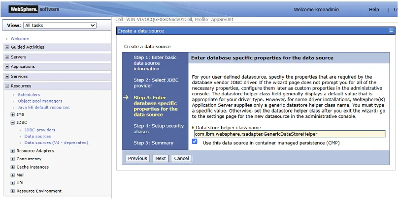 Entering Database Specific Properties