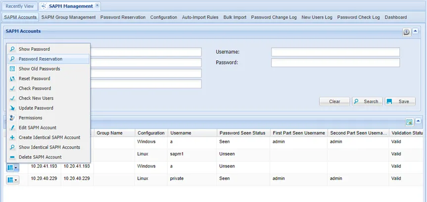Password Reservation Option
