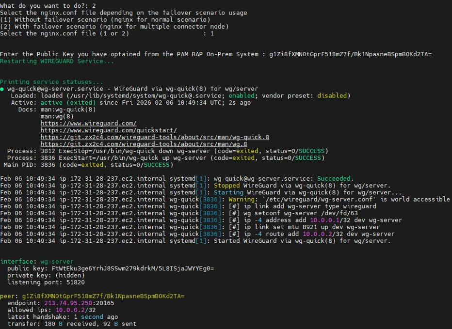 The end of installation in the Remote Access Portal’s side The end of installation in the Remote Access Portal’s side