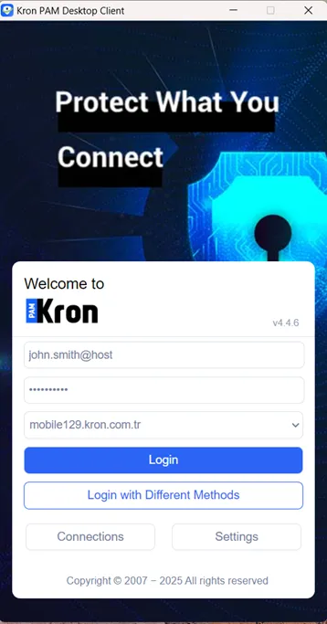 SAML feature in the Kron PAM Desktop Client