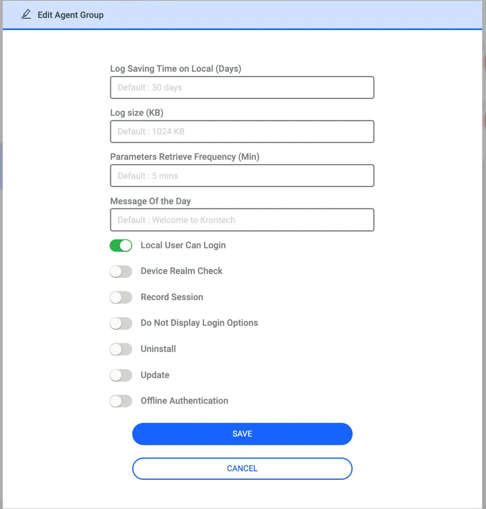 Agent Group Parameters