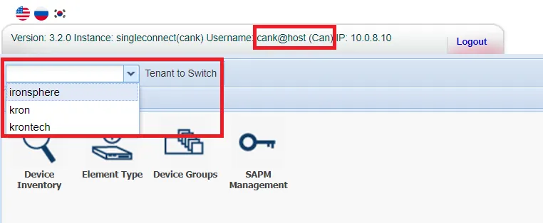  Showing “Tenant Switch” on Host GUI