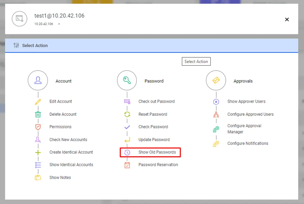 Showing Old Passwords for an account