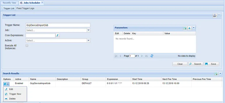 Device Import Job Manually Trigger