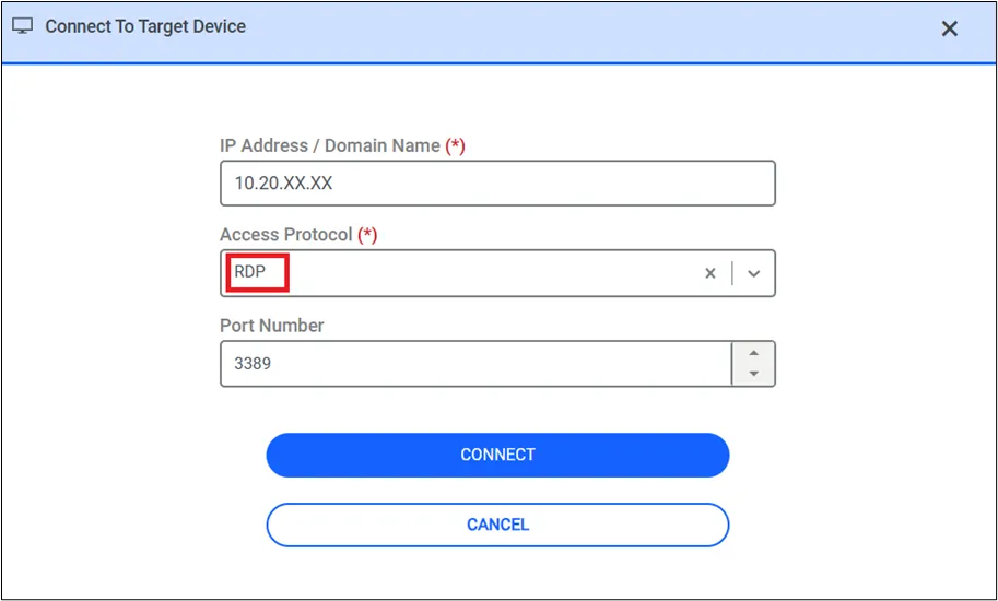 Connecting to Target Device 