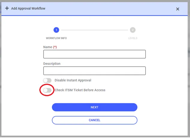 Approval Workflow Definition for Service Core Ticket Integration 