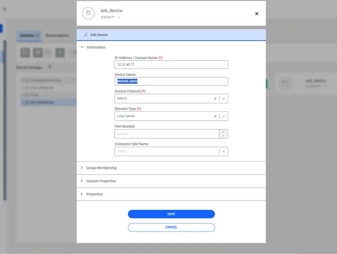 Change the name of the device and click save. Change the name of the device and click save.