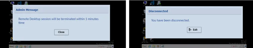 Session Duration Warning Message