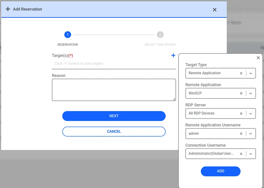 Remote Application Selection in Connection Reservation Remote Application Selection in Connection Reservation