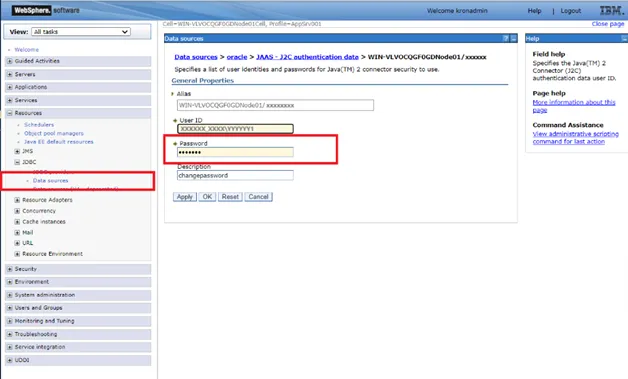 Websphere Datasource Management Screen