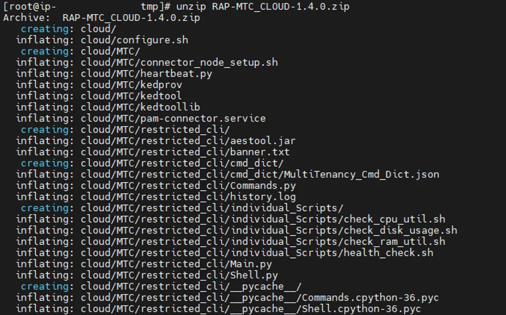 Unzipping the Remote Access Portal’s installation script