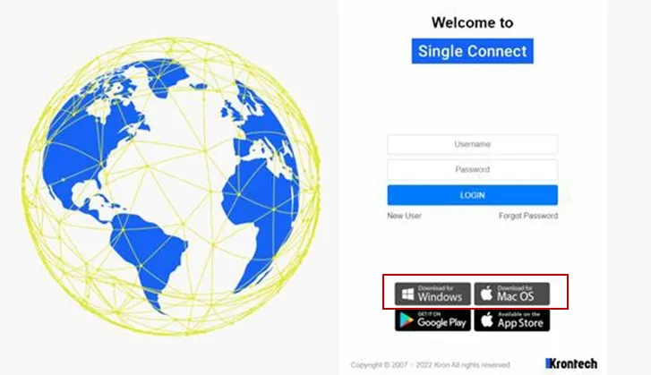 Click Download Desktop Client on the Single Connect Login Screen.