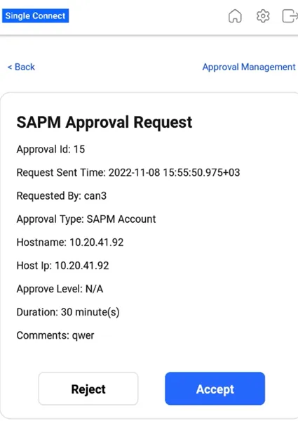 SAPM Approval Request example