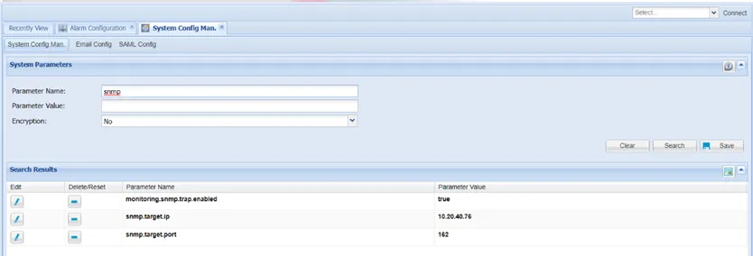 SNMP Configuration Parameters in the System Config Man.