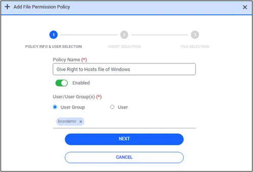 Adding a File Permission rule