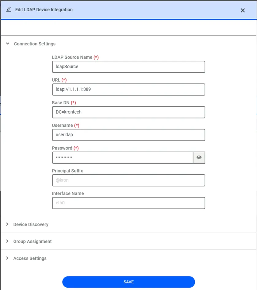Editar LDAP Device Integration Editar LDAP Device Integration