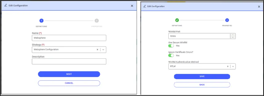Application Configuration Definition Screen
