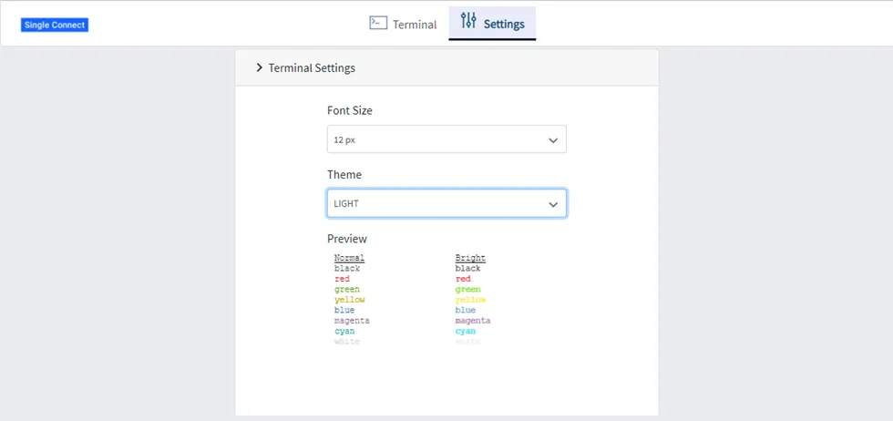 Settings Tab in SSH Sessions Settings Tab in SSH Sessions