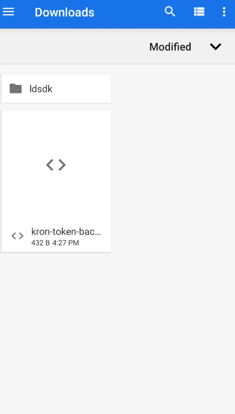 Select the downloaded backup file