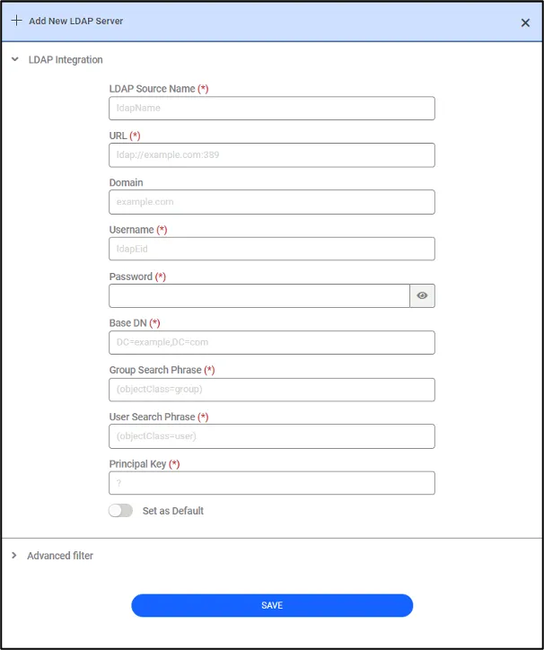 LDAP account settings LDAP account settings