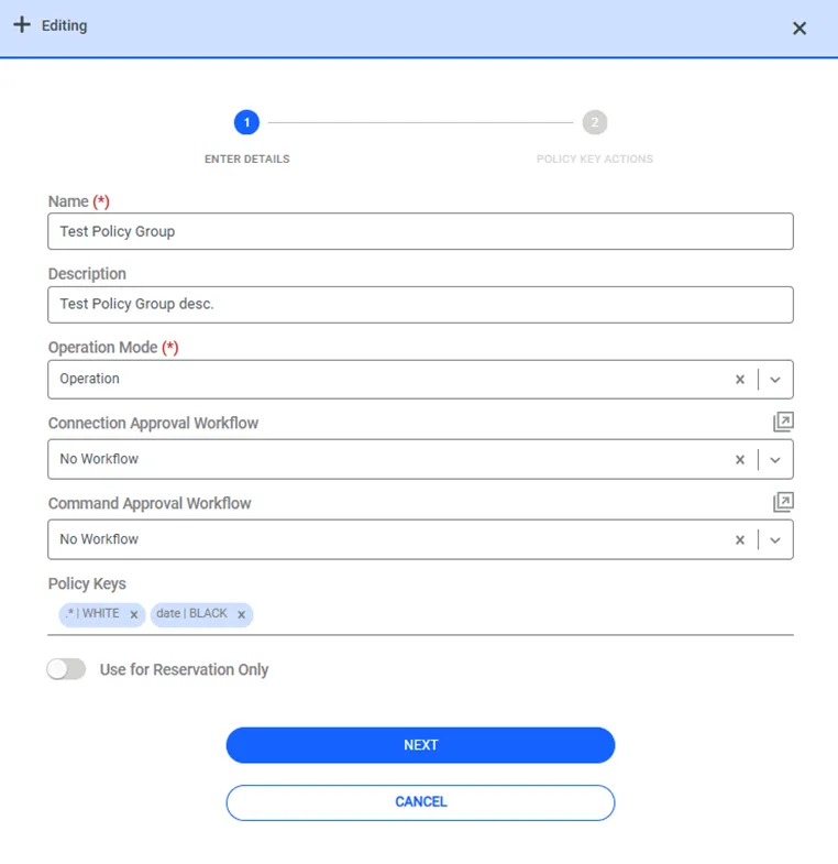 Policy group creation Policy group creation
