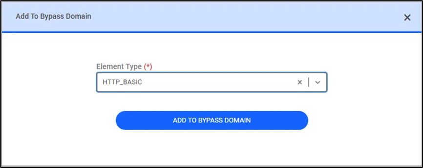 Add to bypass domain dialog box