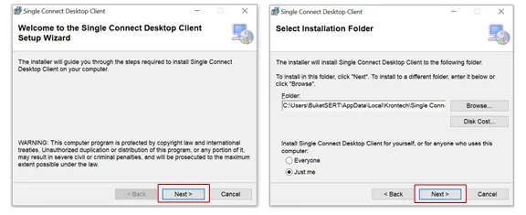 Select the installation folder.