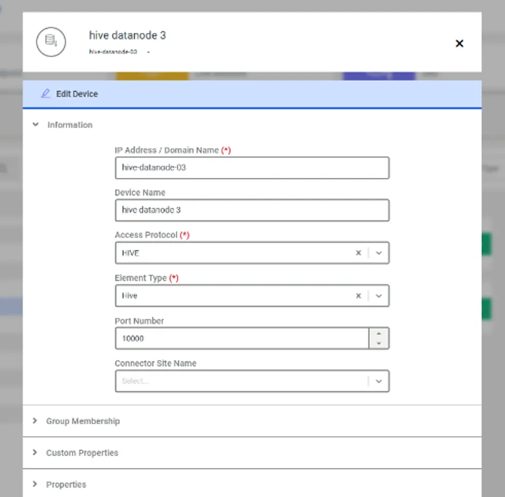Device Addition Screen with Hive Details