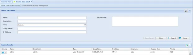 Secret Data Vault Accounts