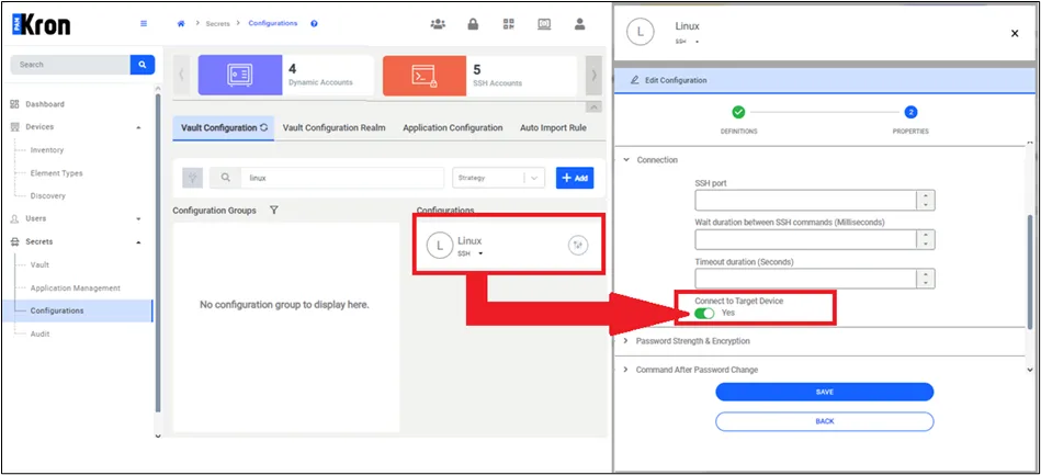 Secret Configuration Definition Screen