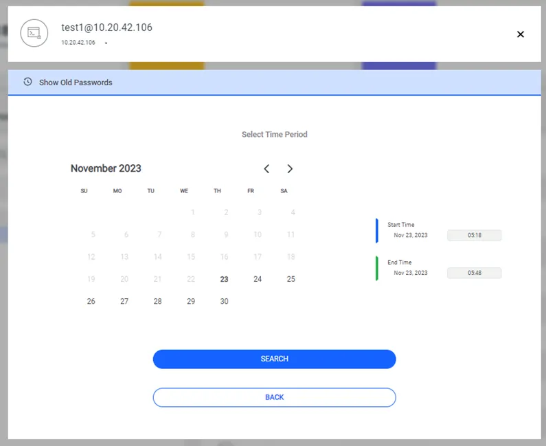Password History window