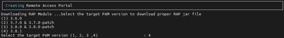 The selection for the proper RAP.jar version that is compatible with the Kron PAM Server The selection for the proper RAP.jar version that is compatible with the Kron PAM Server