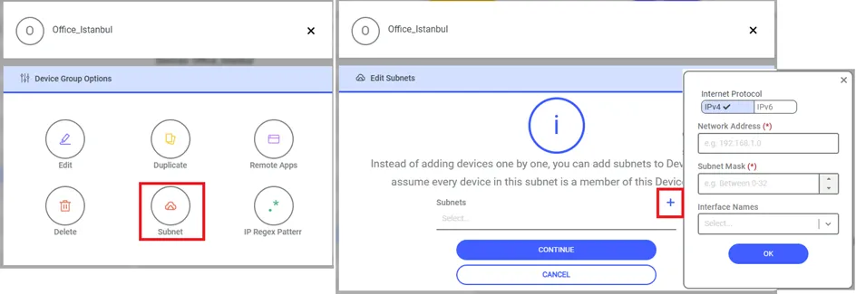 Device group subnet definition