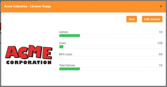 “View Licenses” dialog box