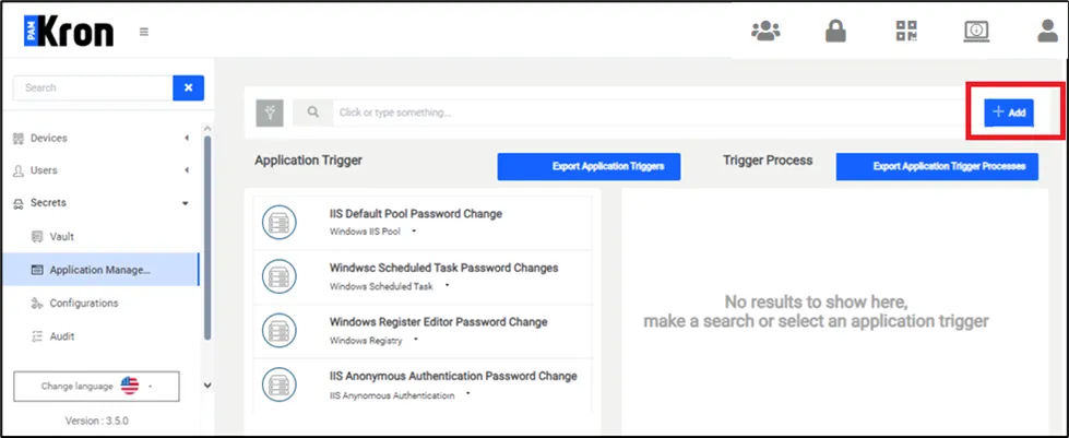 Application Management -Application Trigger Definition Screen