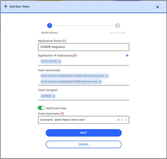 Adding Application Token