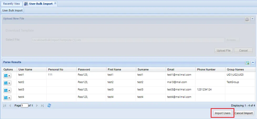 User Bulk Import