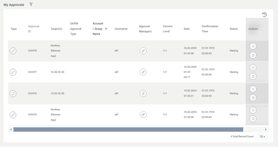 My Approvals Screen
