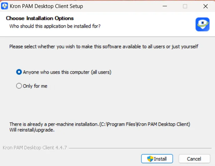 Select user(s) who will be allowed to use Kron PAM Desktop Client