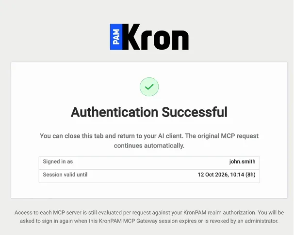 Authentication Successful Page