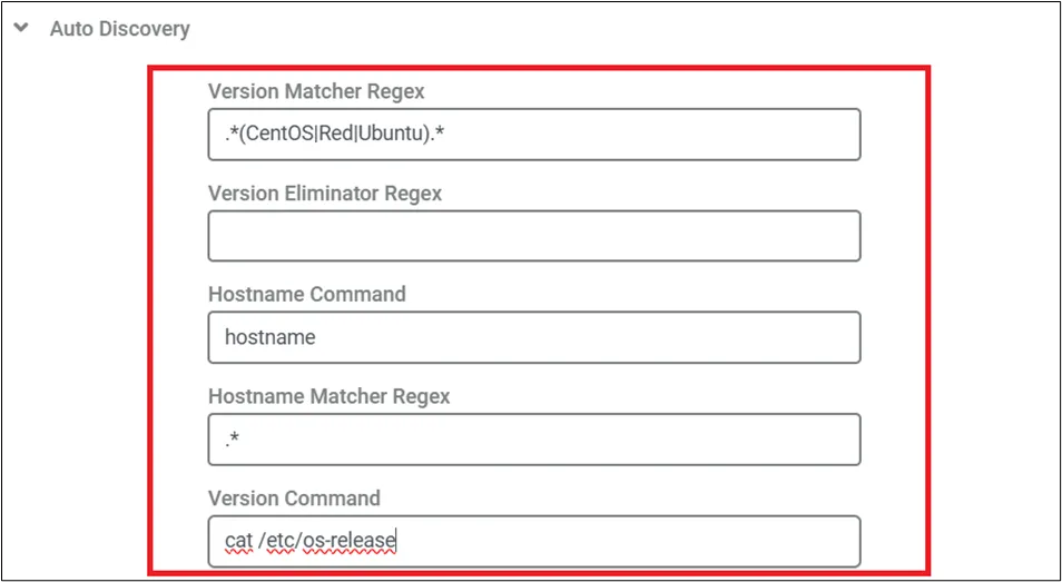 Auto Discovery Parameters and Example Values