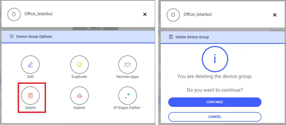 Device group deletion