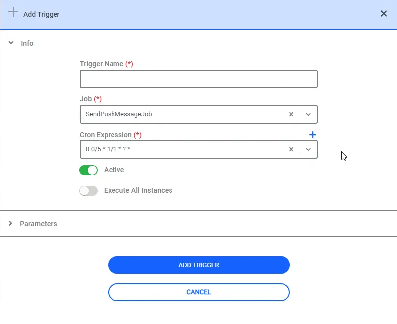 SendPushMessageJob parameters